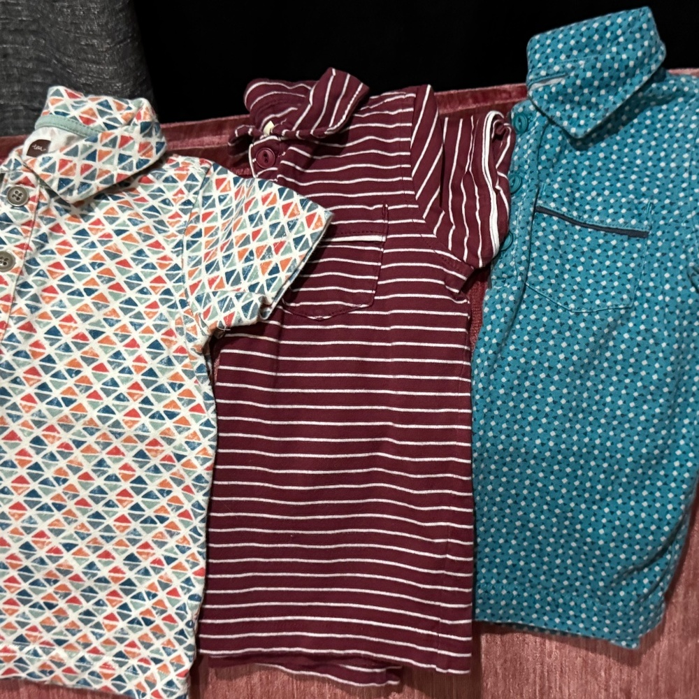 Tea Collection Piped and Printed Polo Lot sz XS 2-3 EUC
